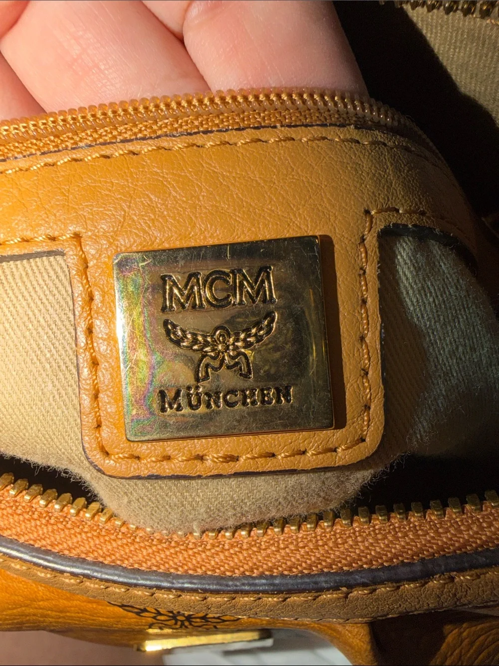 MCM Aren Hobo Bag in Cognac Visetos Monogram - Full Set